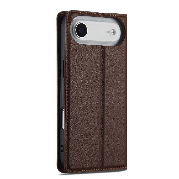 Funda de PU con textura fina esmerilada para iPhone 17 Air LC.IMEEKE L1 Series (marrón)