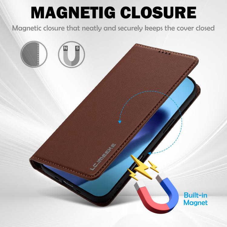Funda de PU con textura fina esmerilada para iPhone 17 Air LC.IMEEKE L1 Series (marrón)