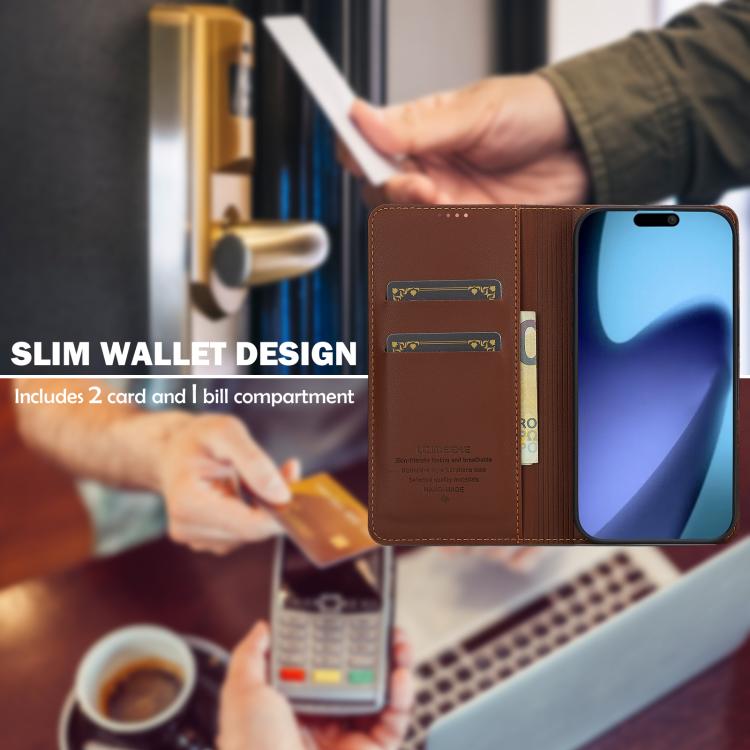 Funda de PU con textura fina esmerilada para iPhone 17 Air LC.IMEEKE L1 Series (marrón)