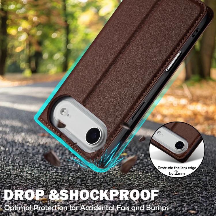 Funda de PU con textura fina esmerilada para iPhone 17 Air LC.IMEEKE L1 Series (marrón)