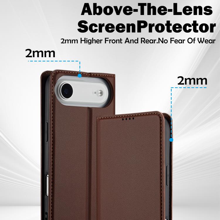 Funda de PU con textura fina esmerilada para iPhone 17 Air LC.IMEEKE L1 Series (marrón)