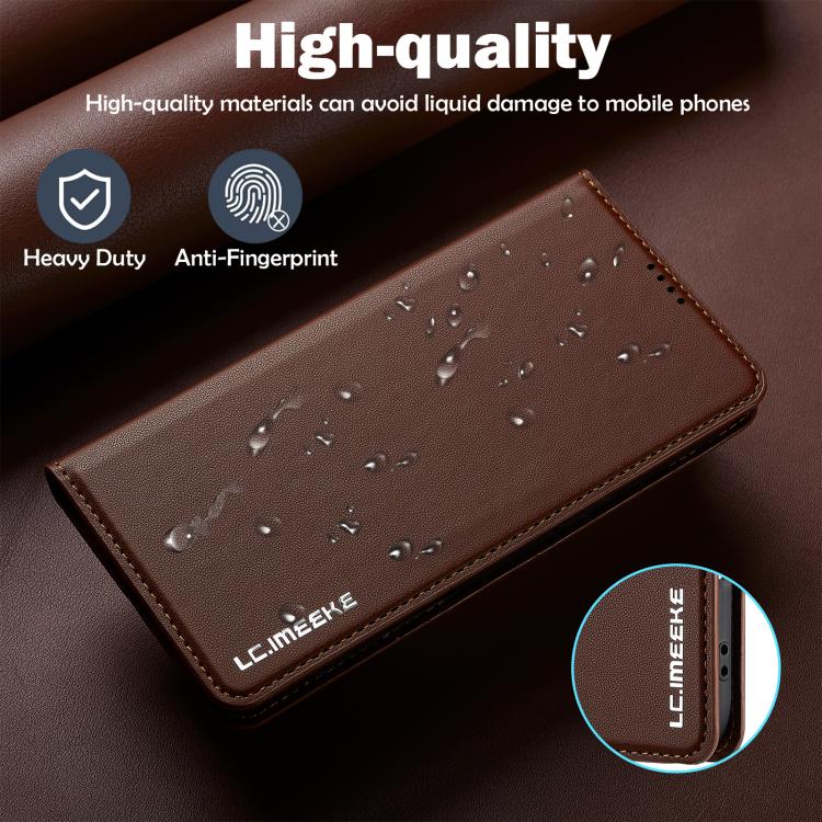 Funda de PU con textura fina esmerilada para iPhone 17 Air LC.IMEEKE L1 Series (marrón)