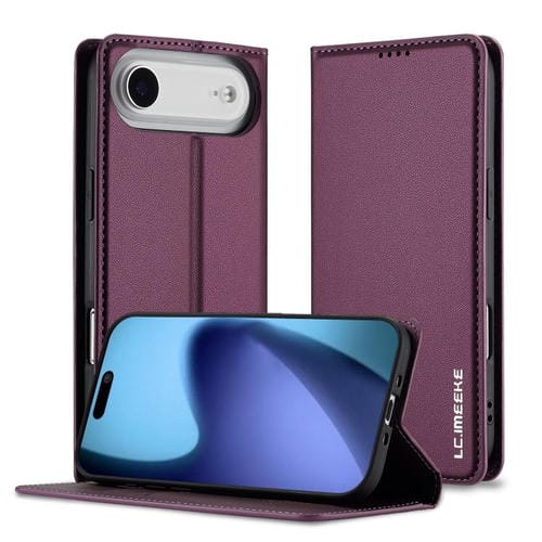 Funda de PU con textura fina esmerilada para iPhone 17 Air LC.IMEEKE L1 Series (morada)