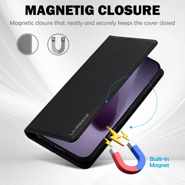Funda de PU con textura fina esmerilada para iPhone 17 Pro LC.IMEEKE L1 Series (negra)