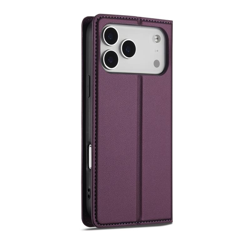 Funda de PU con textura fina esmerilada para iPhone 17 Pro LC.IMEEKE L1 Series (morada)