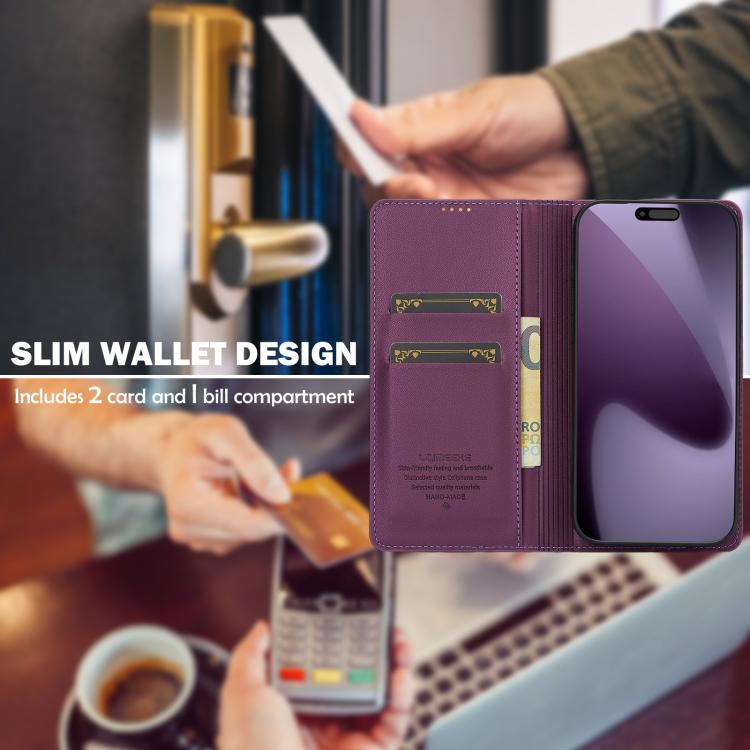 Funda de PU con textura fina esmerilada para iPhone 17 Pro LC.IMEEKE L1 Series (morada)