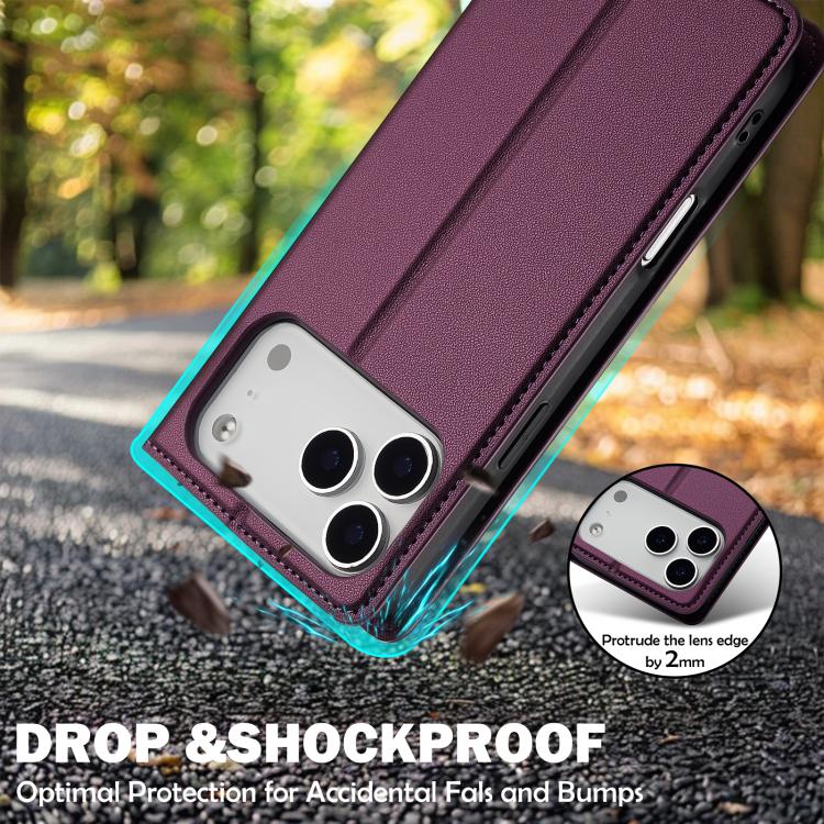 Funda de PU con textura fina esmerilada para iPhone 17 Pro LC.IMEEKE L1 Series (morada)