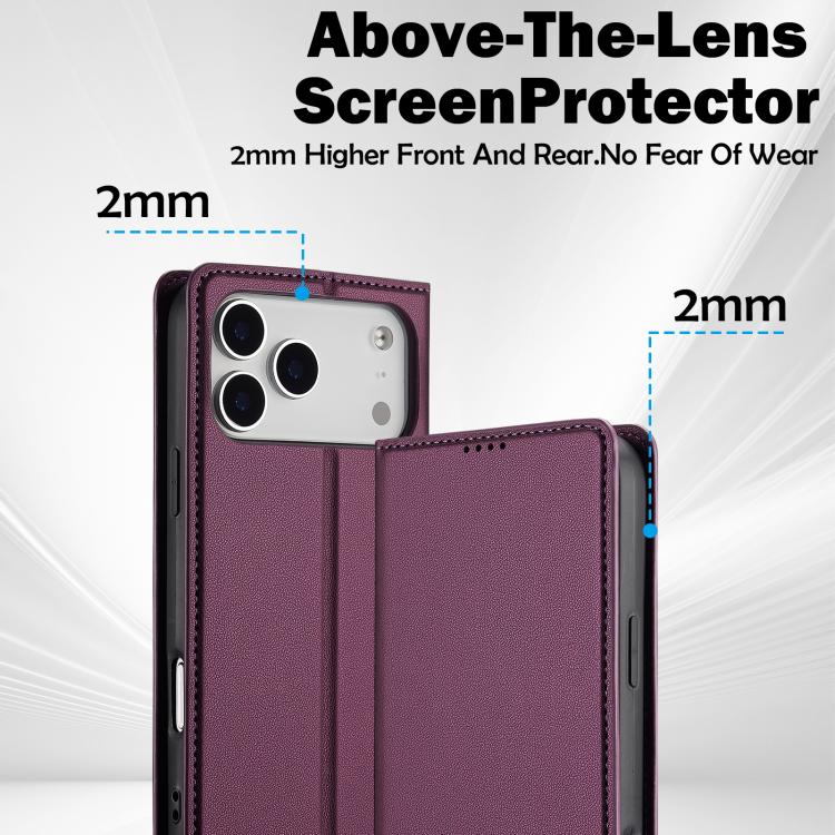 Funda de PU con textura fina esmerilada para iPhone 17 Pro LC.IMEEKE L1 Series (morada)