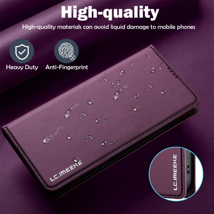Funda de PU con textura fina esmerilada para iPhone 17 Pro LC.IMEEKE L1 Series (morada)