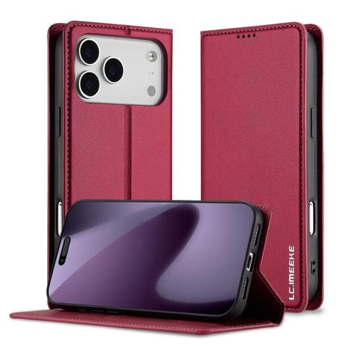 Funda de PU con textura fina esmerilada para iPhone 17 Pro LC.IMEEKE L1 Series (Roja)