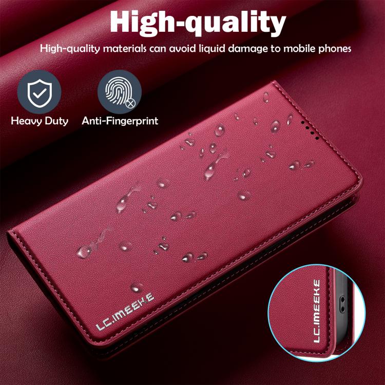 Funda de PU con textura fina esmerilada para iPhone 17 Pro LC.IMEEKE L1 Series (Roja)