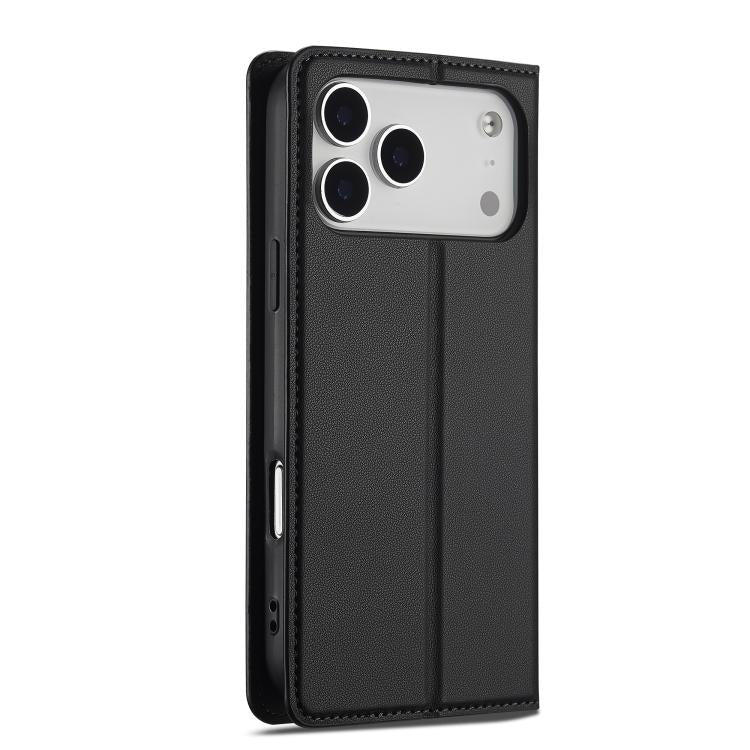Funda de PU con textura fina esmerilada LC.IMEEKE L1 para iPhone 17 Pro Max (negra)