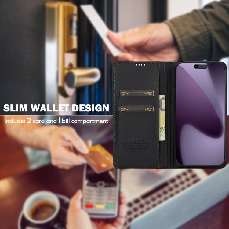 Funda de PU con textura fina esmerilada LC.IMEEKE L1 para iPhone 17 Pro Max (negra)