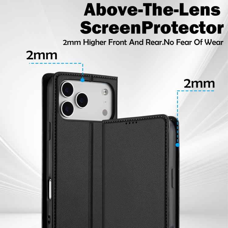 Funda de PU con textura fina esmerilada LC.IMEEKE L1 para iPhone 17 Pro Max (negra)