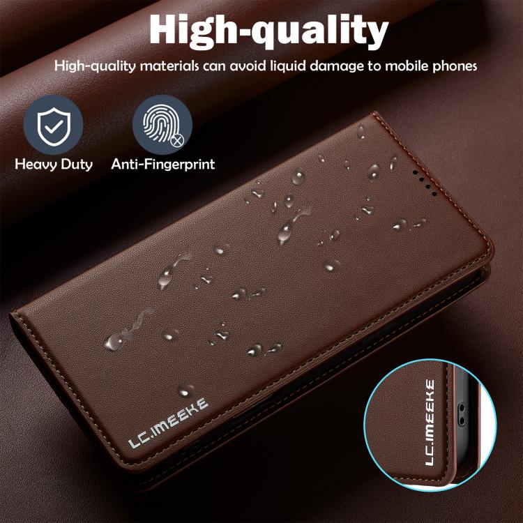 Funda de PU con textura fina esmerilada LC.IMEEKE L1 Series para iPhone 17 Pro Max (marrón)