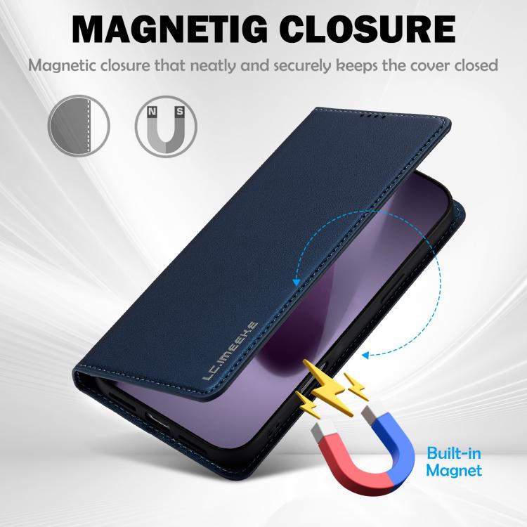 Funda de PU con textura fina esmerilada LC.IMEEKE L1 Series para iPhone 17 Pro Max (azul)