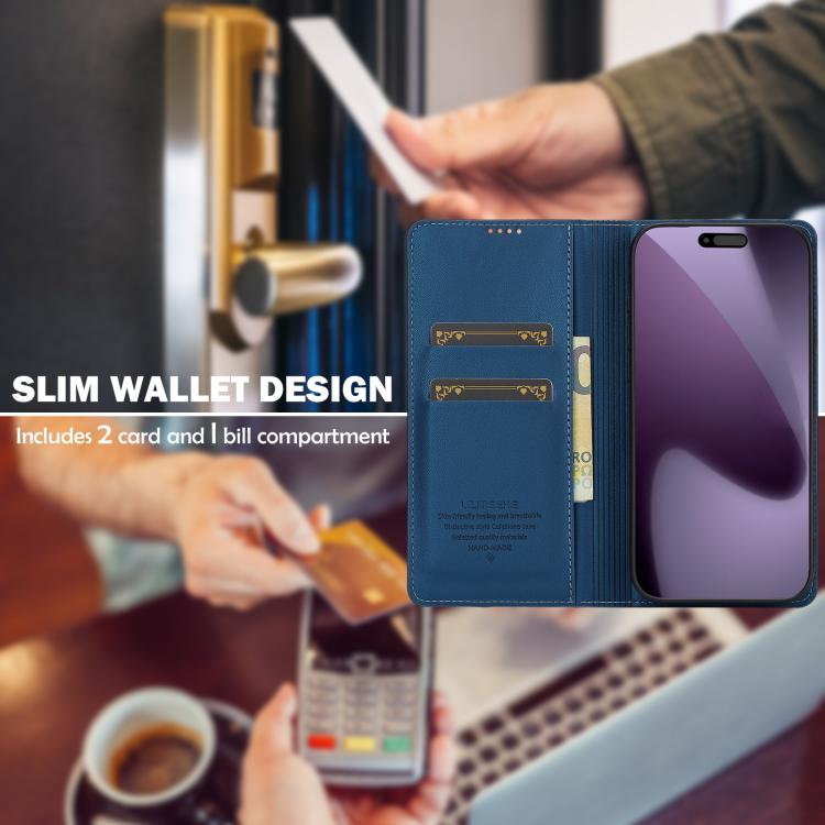 Funda de PU con textura fina esmerilada LC.IMEEKE L1 Series para iPhone 17 Pro Max (azul)