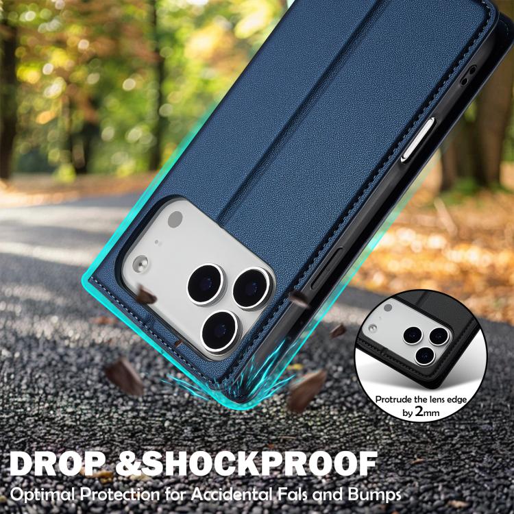 Funda de PU con textura fina esmerilada LC.IMEEKE L1 Series para iPhone 17 Pro Max (azul)