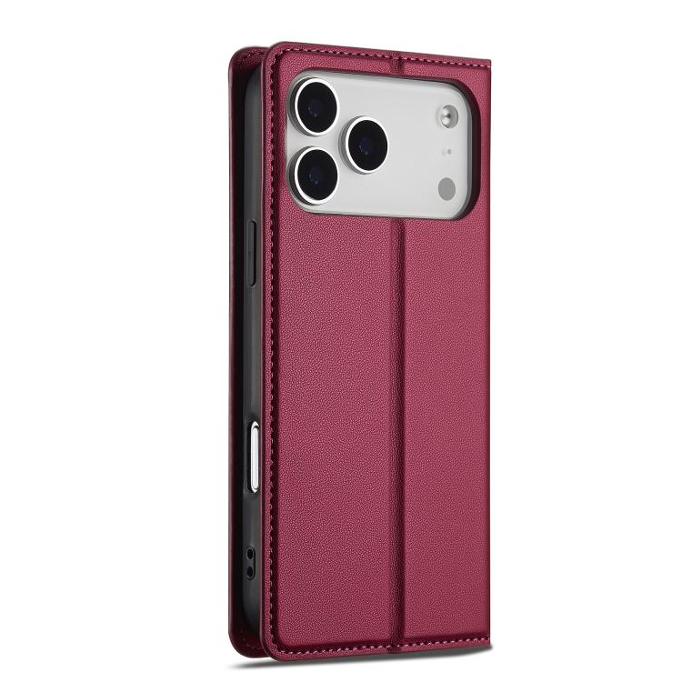 Funda de PU con textura fina esmerilada LC.IMEEKE L1 Series para iPhone 17 Pro Max (Roja)