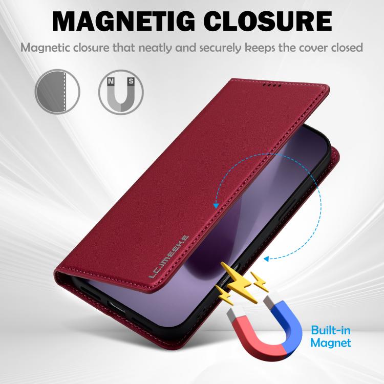 Funda de PU con textura fina esmerilada LC.IMEEKE L1 Series para iPhone 17 Pro Max (Roja)