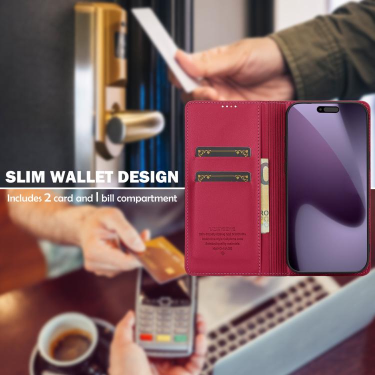 Funda de PU con textura fina esmerilada LC.IMEEKE L1 Series para iPhone 17 Pro Max (Roja)