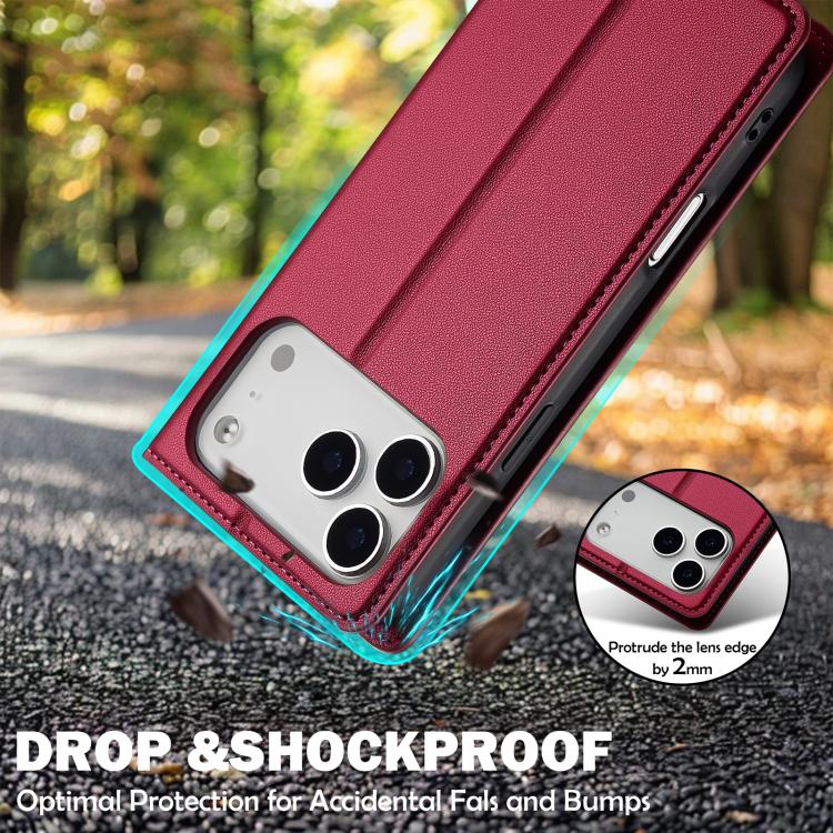 Funda de PU con textura fina esmerilada LC.IMEEKE L1 Series para iPhone 17 Pro Max (Roja)