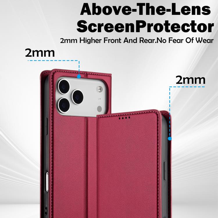 Funda de PU con textura fina esmerilada LC.IMEEKE L1 Series para iPhone 17 Pro Max (Roja)