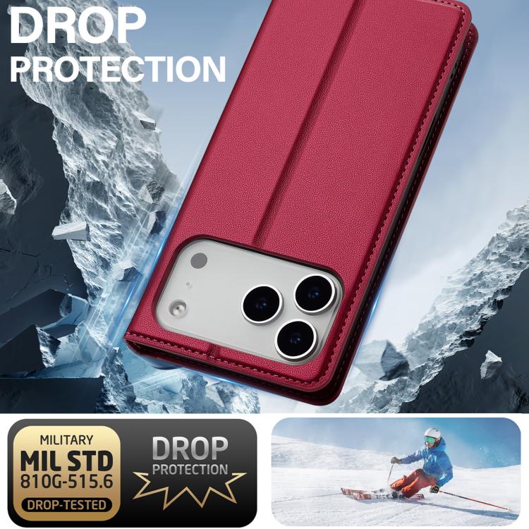 Funda de PU con textura fina esmerilada LC.IMEEKE L1 Series para iPhone 17 Pro Max (Roja)