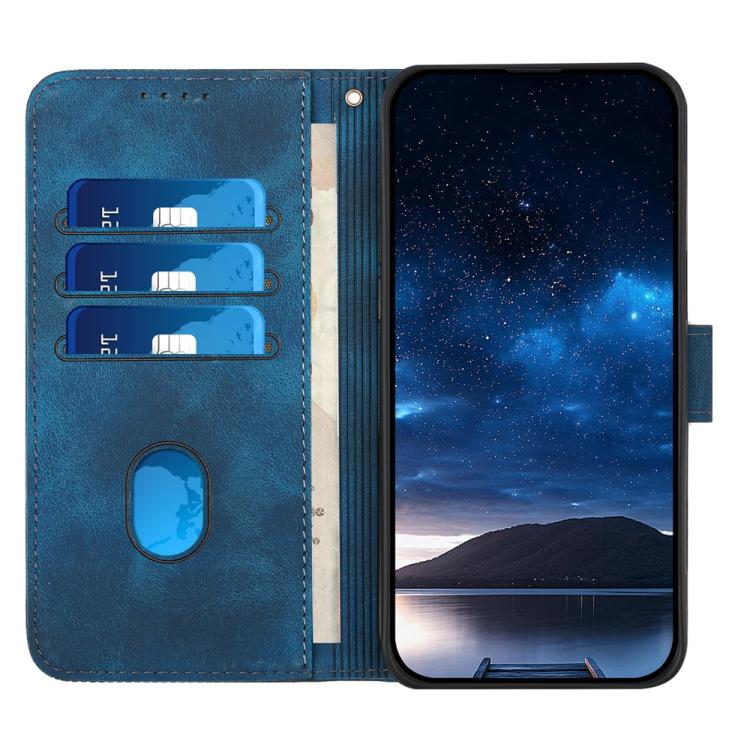 Funda de Cuero para Huawei Nova 8 Se con Diseño Mariposa en Relieve y Cordón (Azul Oscuro)