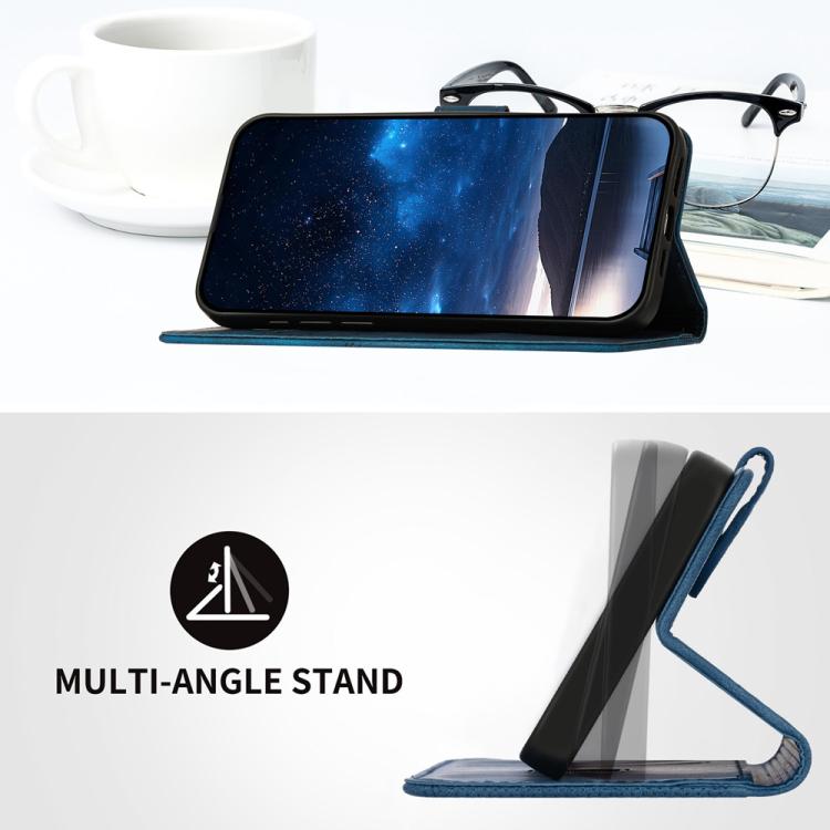 Funda de Cuero para Huawei Nova 8 Se con Diseño Mariposa en Relieve y Cordón (Azul Oscuro)