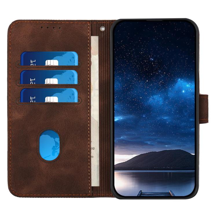 Funda de Cuero Huawei Enjoy 20E con Mariposas en Relieve y Cordón (Café)