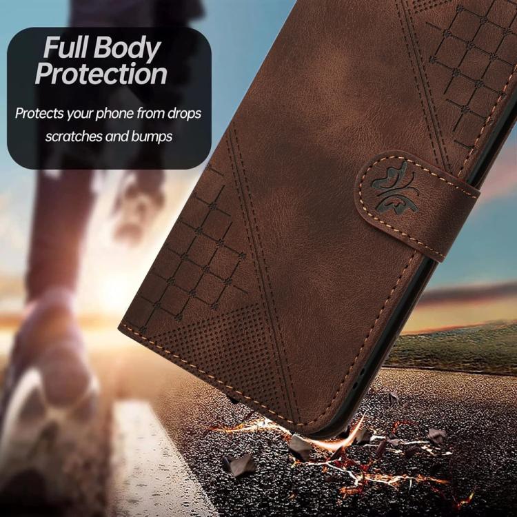 Funda de Cuero Huawei Enjoy 20E con Mariposas en Relieve y Cordón (Café)