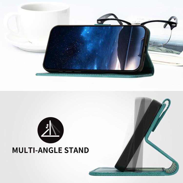 Funda de Cuero para Huawei Enjoy 20 Se 4G con Diseño Mariposa en Relieve y Cordón (Azul Claro)