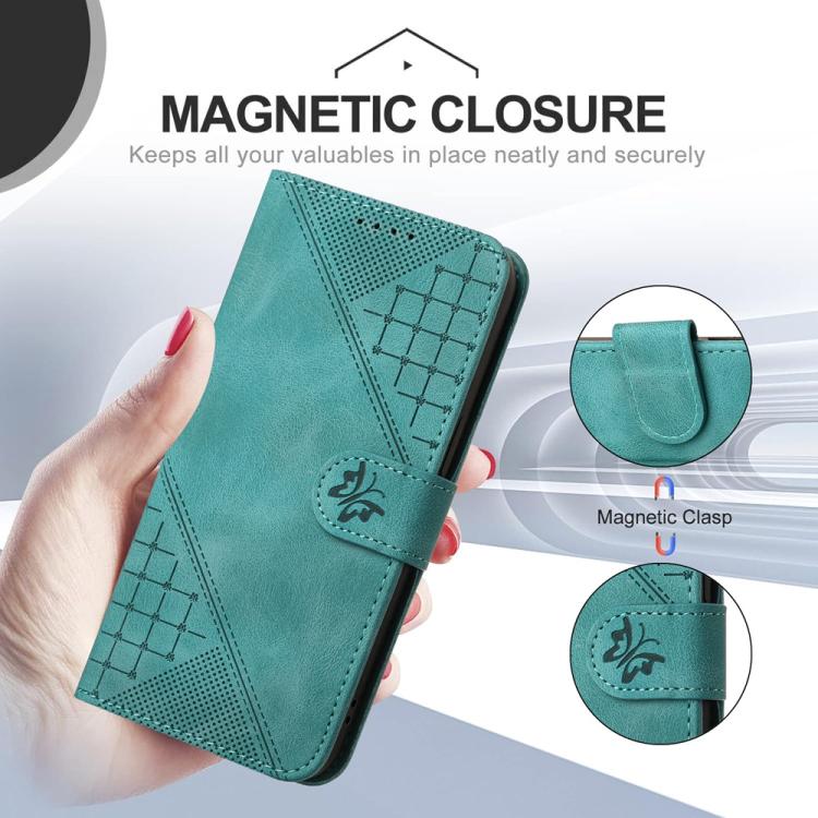 Funda de Cuero para Huawei Enjoy 20 Se 4G con Diseño Mariposa en Relieve y Cordón (Azul Claro)
