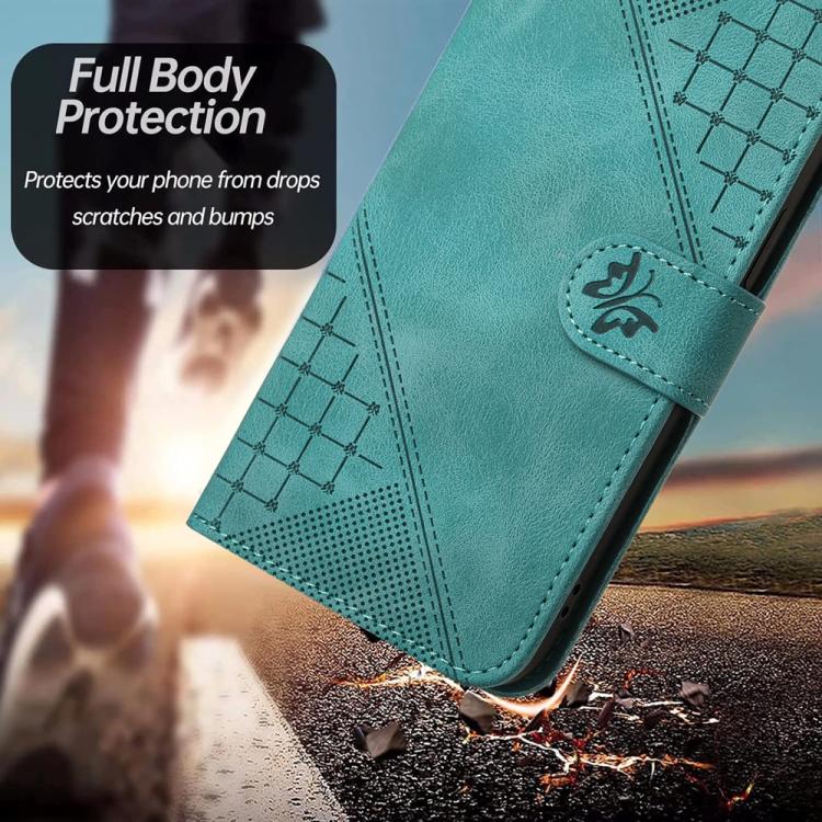Funda de Cuero para Huawei Enjoy 20 Se 4G con Diseño Mariposa en Relieve y Cordón (Azul Claro)