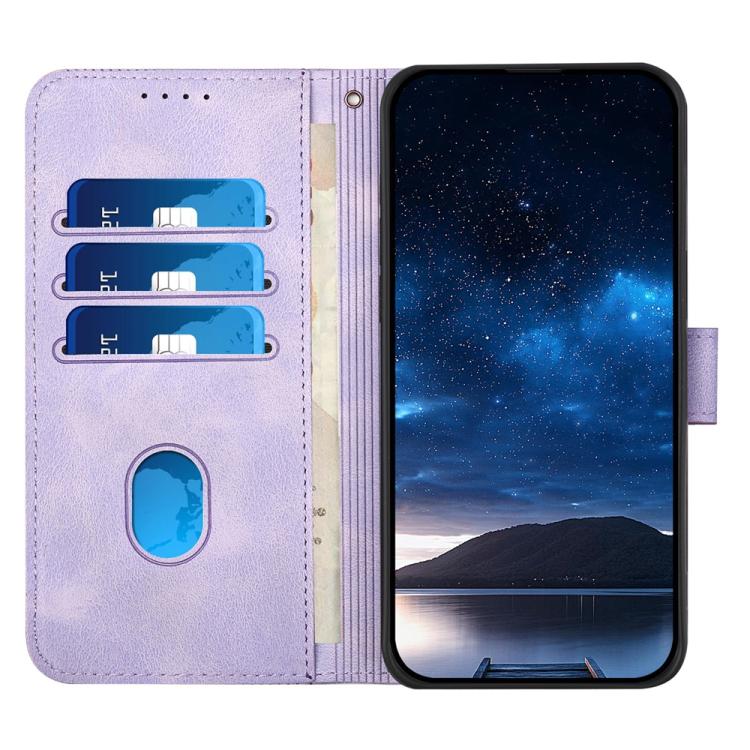 Funda de Cuero para Huawei Enjoy 20 Se 4G con Diseño Mariposa en Relieve y Cordón (Morado Claro)