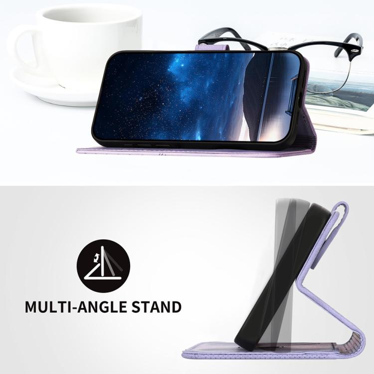 Funda de Cuero para Huawei Enjoy 20 Se 4G con Diseño Mariposa en Relieve y Cordón (Morado Claro)