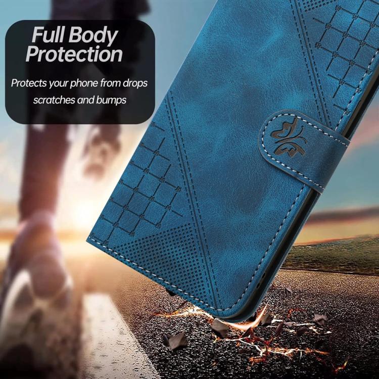 Funda de Cuero Huawei Enjoy 50 Pro Nova Y90 con Diseño Mariposa En Relieve y Cordón (Azul Oscuro)