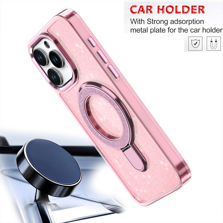 Funda para Teléfono Magsafe con Soporte de Anillo Purpurina para iPhone 12/12 Pro (Rosa)