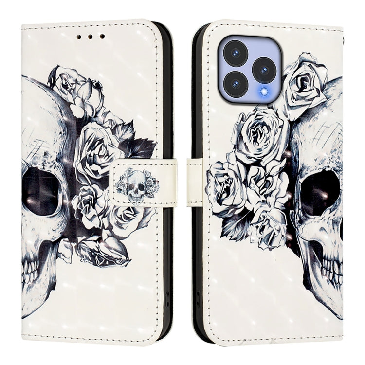 Funda de Cuero con Tapa Horizontal para Wiko T60 con Pintura 3D (Calavera)