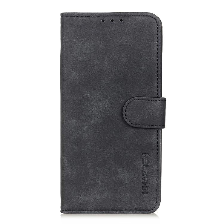 Funda de cuero con tapa horizontal y textura retro KHAZNEH para Samsung Galaxy XCover7 Pro (negra)