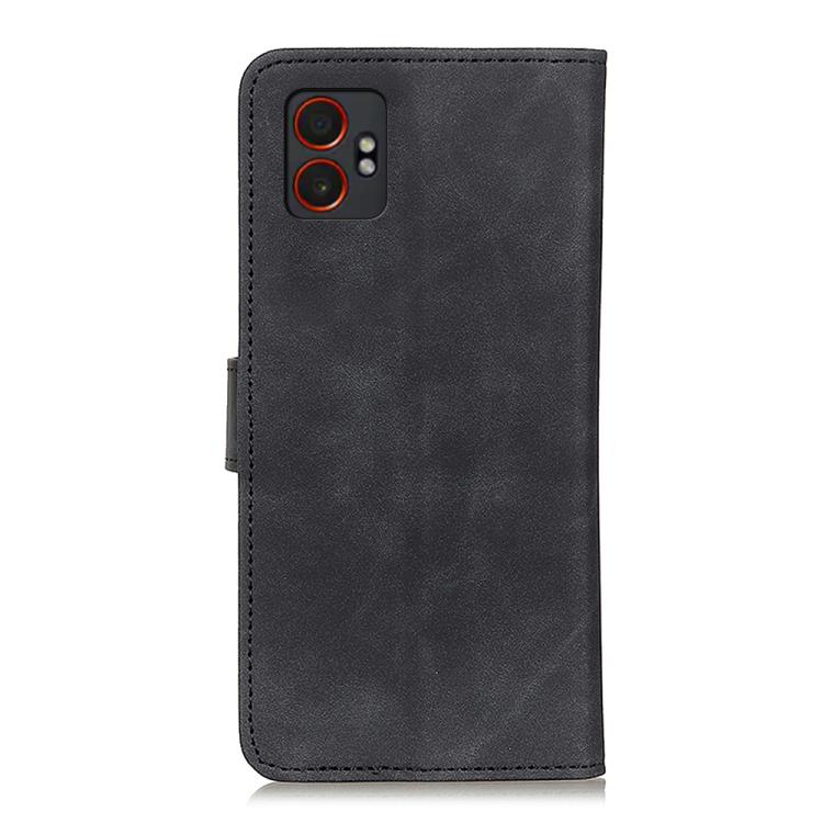 Funda de cuero con tapa horizontal y textura retro KHAZNEH para Samsung Galaxy XCover7 Pro (negra)