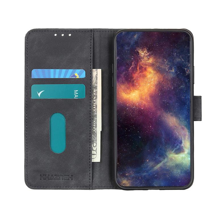 Funda de cuero con tapa horizontal y textura retro KHAZNEH para Samsung Galaxy XCover7 Pro (negra)