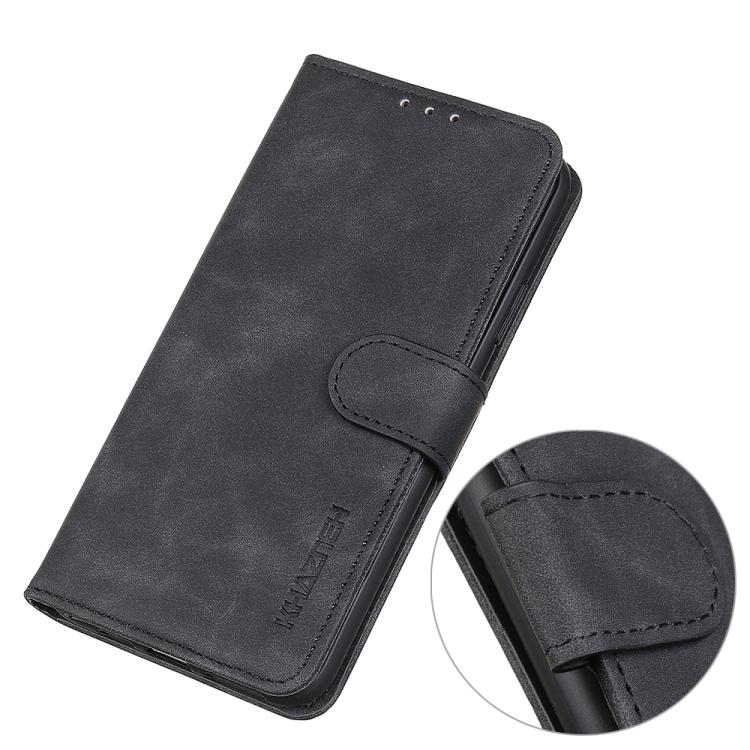 Funda de cuero con tapa horizontal y textura retro KHAZNEH para Samsung Galaxy XCover7 Pro (negra)
