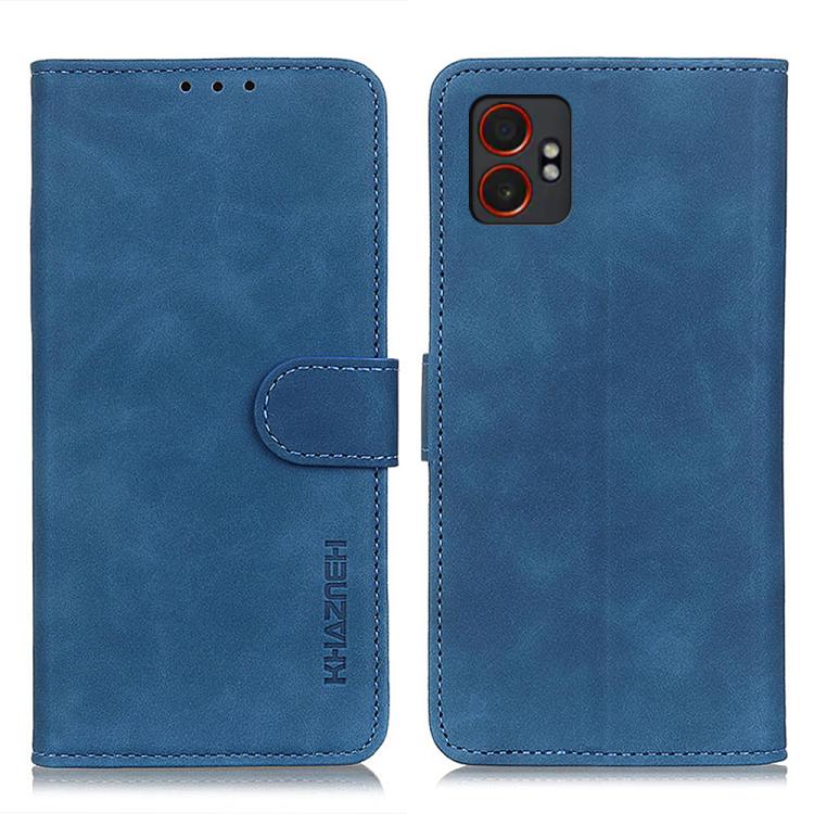 Funda de cuero con tapa horizontal y textura retro KHAZNEH para Samsung Galaxy XCover7 Pro (azul)