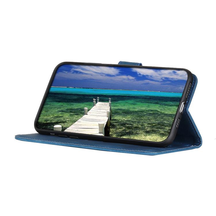 Funda de cuero con tapa horizontal y textura retro KHAZNEH para Samsung Galaxy XCover7 Pro (azul)