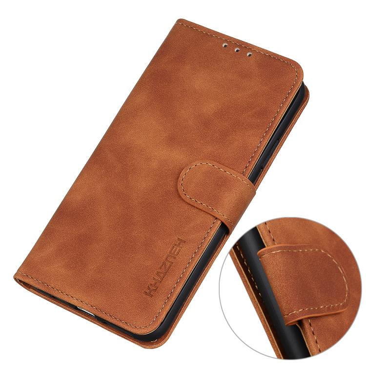 Funda de cuero con tapa horizontal y textura retro KHAZNEH para Samsung Galaxy XCover7 Pro (marrón)