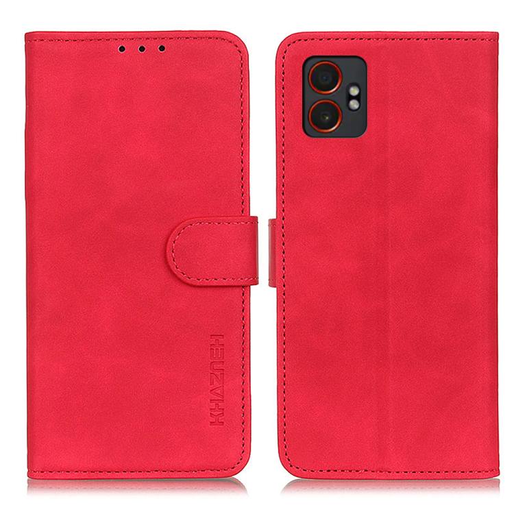 Funda de cuero con tapa horizontal y textura retro KHAZNEH para Samsung Galaxy XCover7 Pro (roja)