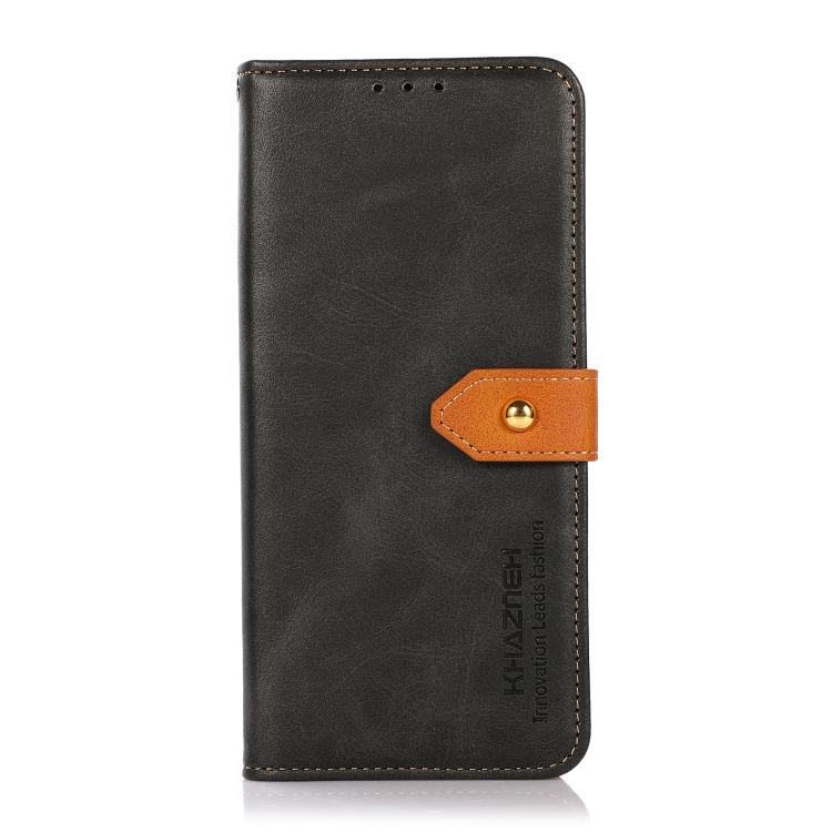 Funda de piel de vacuno bicolor KHAZNEH para Samsung Galaxy XCover7 Pro (negra)