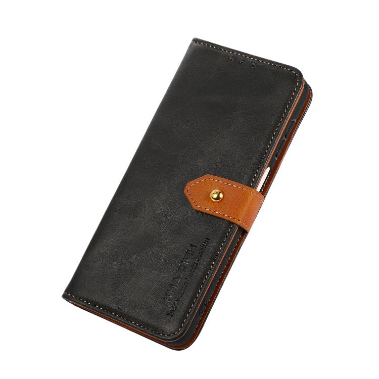 Funda de piel de vacuno bicolor KHAZNEH para Samsung Galaxy XCover7 Pro (negra)